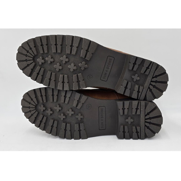 Sun + Stone Glenn Brown Faux Leather Sherpa Trim Memory Foam Boots Mens 12M - Picture 8 of 9